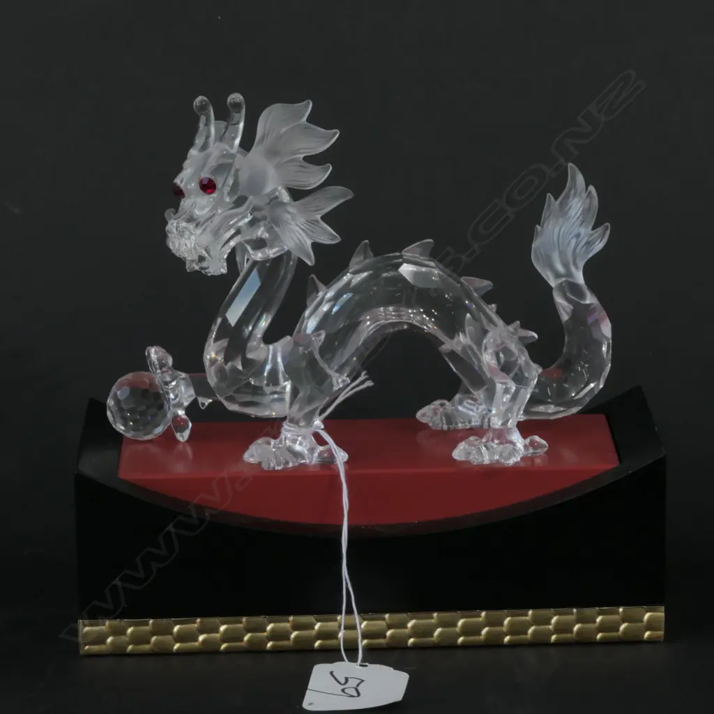 SWAROVSKI BOXED DRAGON WITH STAND 1997 L 130 MM Image 1++
