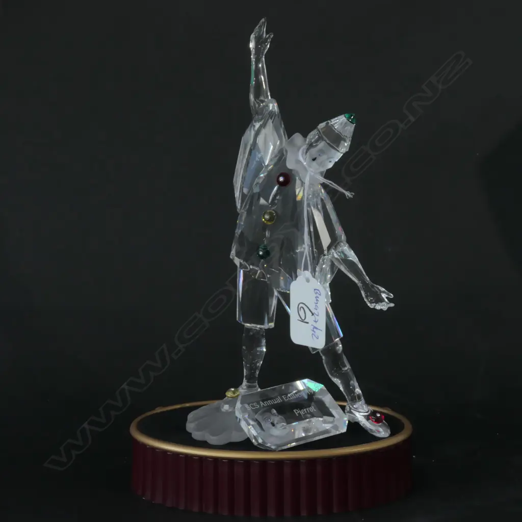 SWAROVSKI MASQUERADE PIERROT 1999 WITH STAND + PLAQUE H 200 MM Image 1++