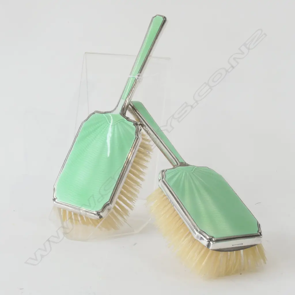 PAIR S/S AND ENAMEL BRUSHES LONDON Image 1++