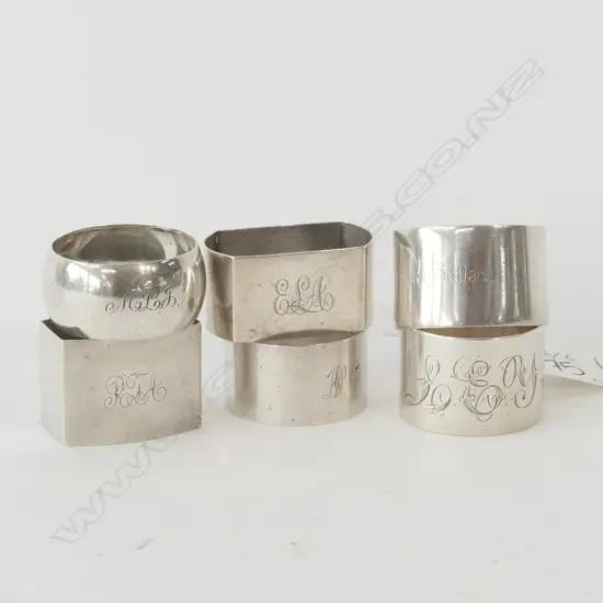 6 S/S NAPKIN RINGS - BIRMINGHAM 1914 ETC