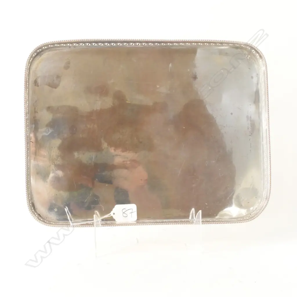 SILVER ON COPPER RECTANGULAR TRAY 340 X 260mm Image 1++
