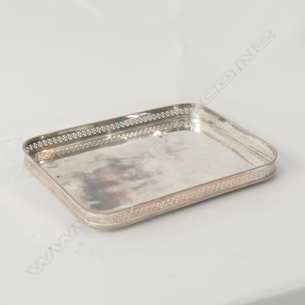 SILVER ON COPPER RECTANGULAR TRAY 340 X 260mm Image 1++