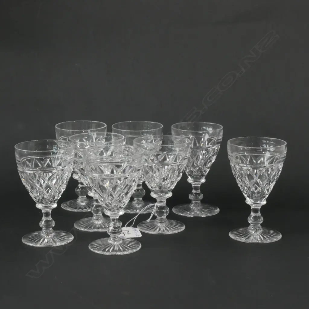 SET 8 STUART CRYSTAL LIQUEUR GLASSES DIAMOND CUT Image 1++