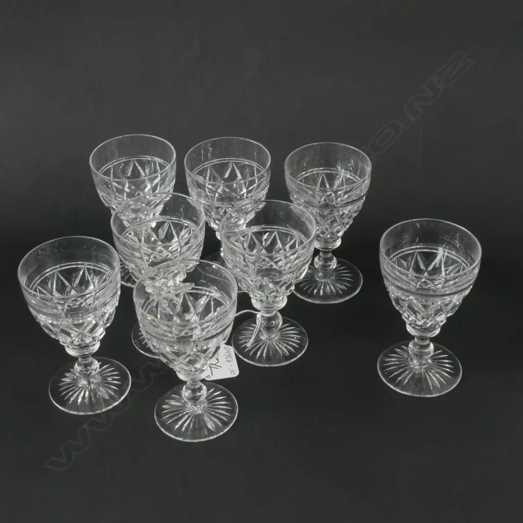 SET 8 STUART CRYSTAL LIQUEUR GLASSES DIAMOND CUT Image 1++