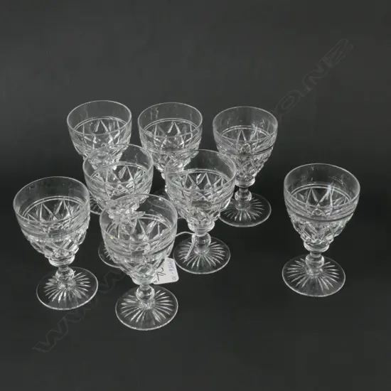 SET 8 STUART CRYSTAL LIQUEUR GLASSES DIAMOND CUT