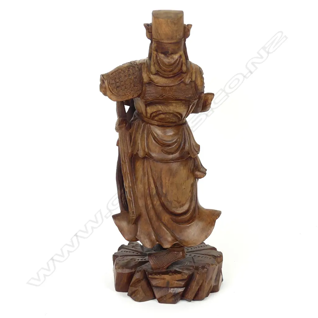 An old Chinese carved wooden war god Image 1++