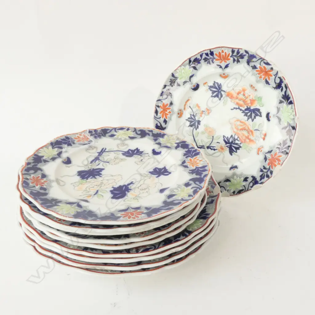 TEN CHAMBERLAIN WORCHESTER VICTORIAN PLATES AF 4 DINNER PLATES 6 SIDEPLATES CHIPPED, SHOWING AGE Image 1++