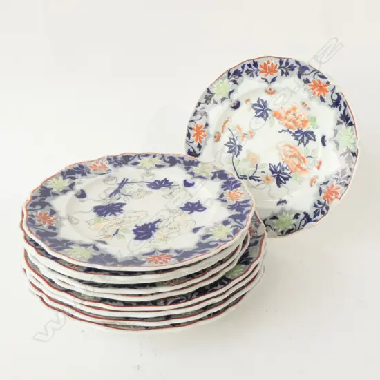 TEN CHAMBERLAIN WORCHESTER VICTORIAN PLATES AF 4 DINNER PLATES 6 SIDEPLATES CHIPPED, SHOWING AGE