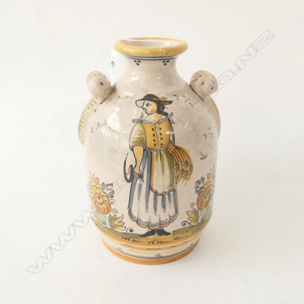 SPANISH MAJOLICA TWO HANDLE VASE  240 MM Image 1++