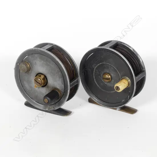 TWO EARLY 20THC SMALL 2¾" ALUMINIUM FLY REELS...