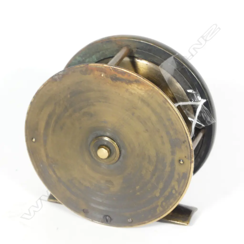 LATE 19THC G. LITTLE & CO, LONDON 3½" ALL BRASS FISHING REEL... Image 1++