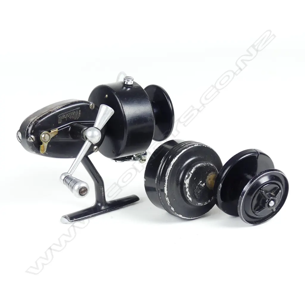 FRENCH MITCHELL SPINNING REEL, WITH TWO ADDITIONAL SPOOLS Image 1++