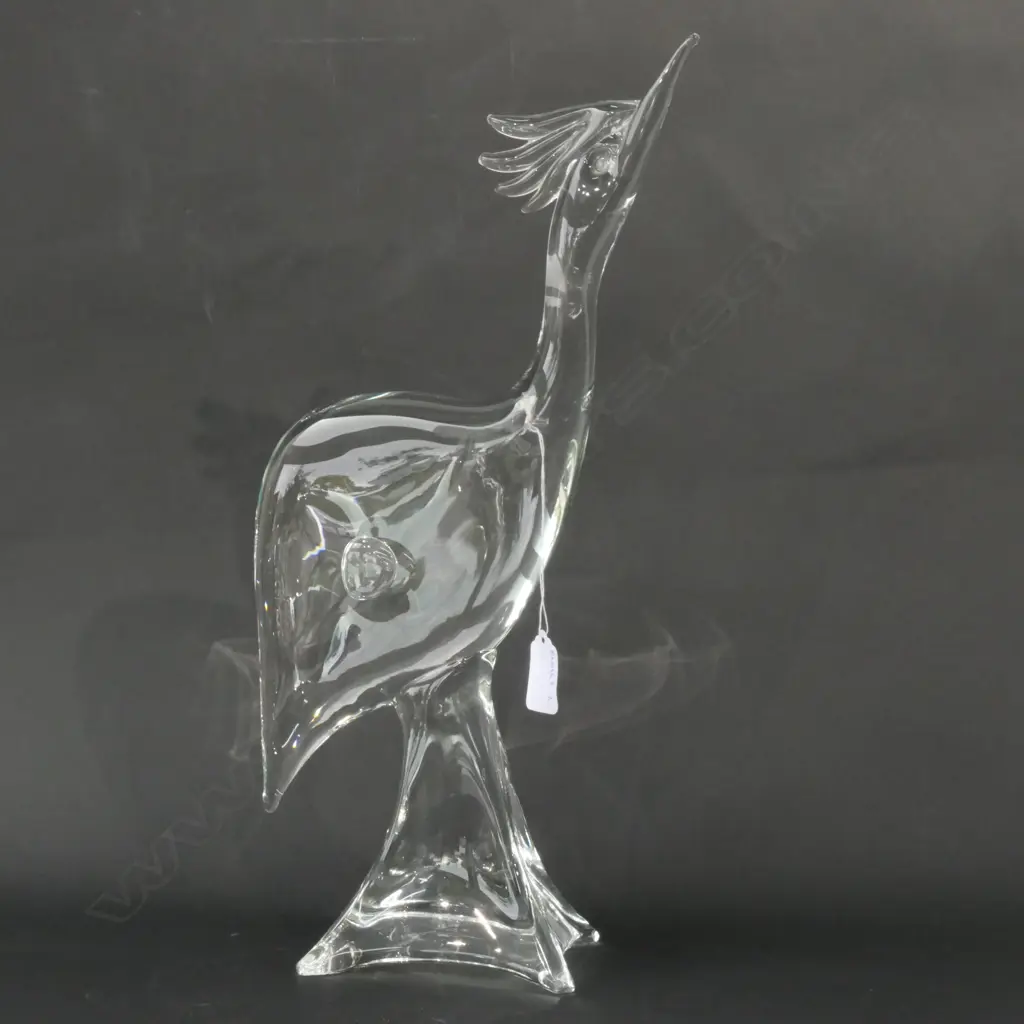 MID CENTURY ART GLASS ROOSTER - WITH MAKERS MARK Image 1++