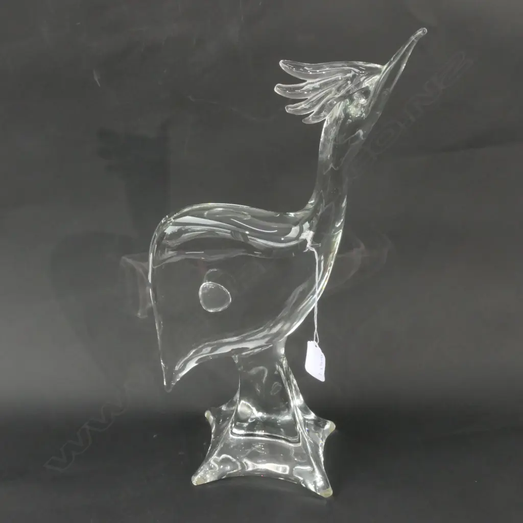 MID CENTURY ART GLASS ROOSTER - WITH MAKERS MARK Image 1++