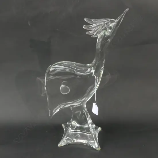 MID CENTURY ART GLASS ROOSTER - WITH MAKERS MARK