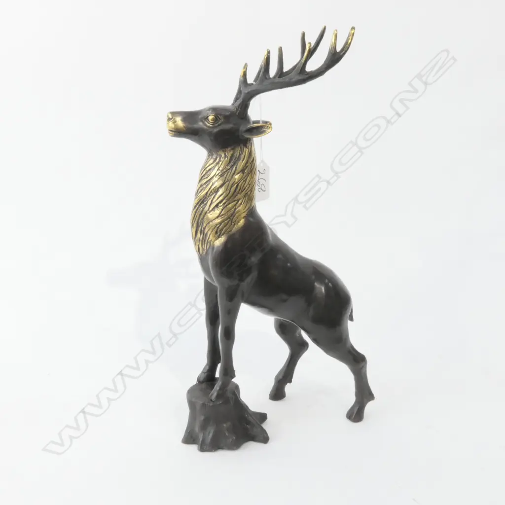 CAST BRONZE OF A STAG WITH POLISHED ANTLERS H 370 MM Image 1++