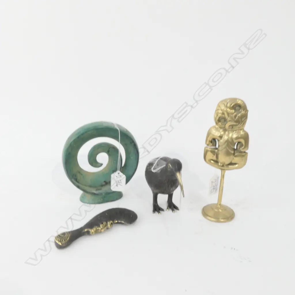 CAST BRASS HEI TIKI WITH BRONZE KIWI ETC Image 1++