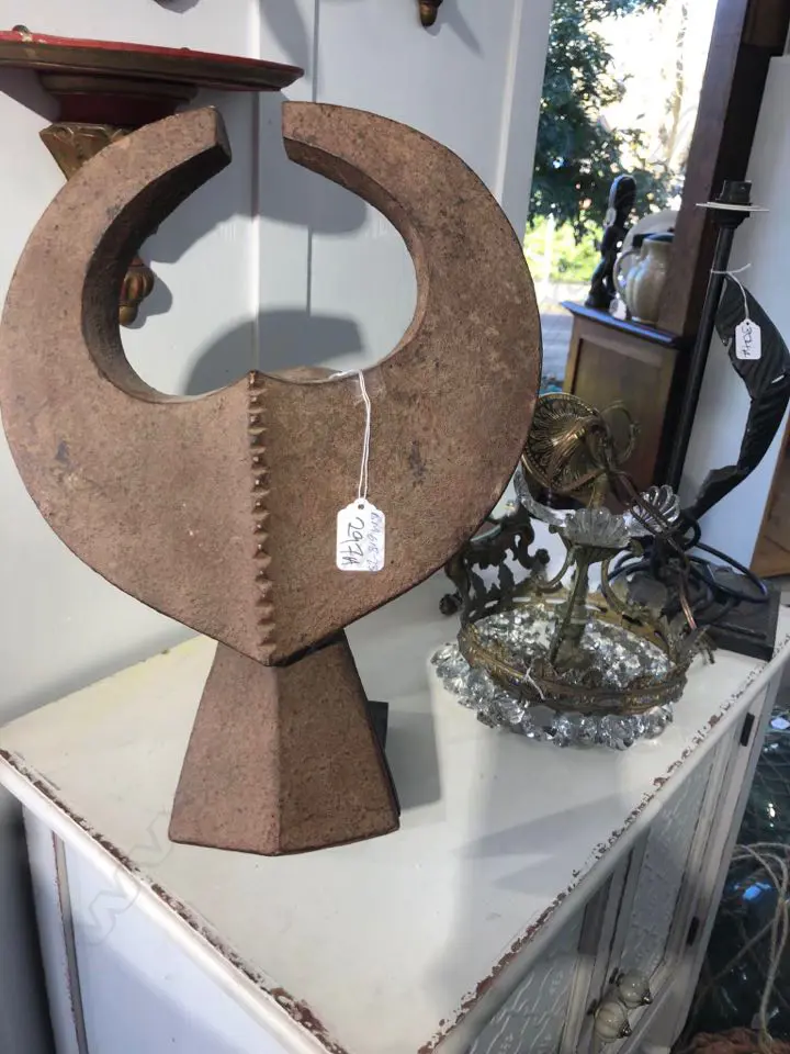 AFRICAN BOULE TRIBAL HEADDRESS ON STAND... Image 1++