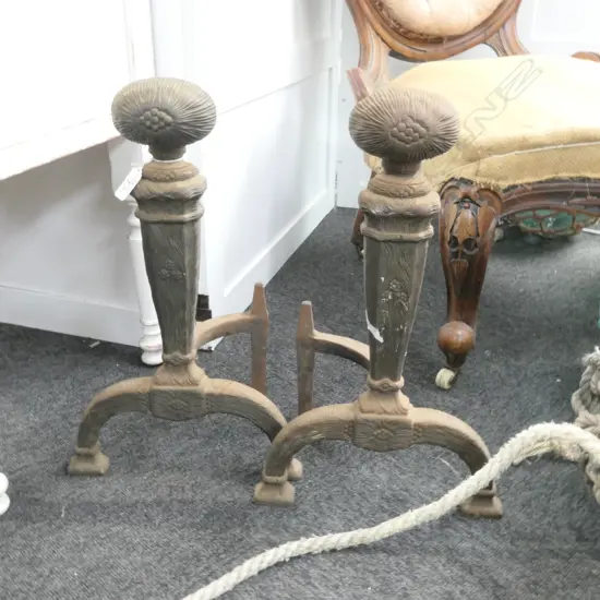 PAIR CAST IRON FIRE DOGS