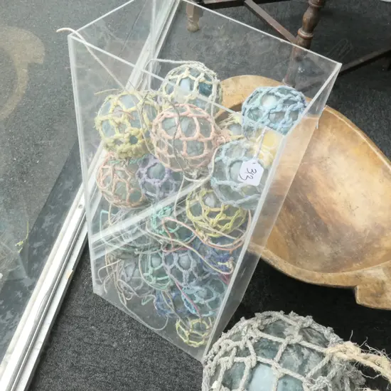 30 SMALL OLD GLASS FISHING FLOATS.....