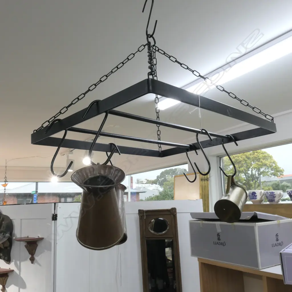 WROUGHT IRON HANGING POT RACK Image 1++