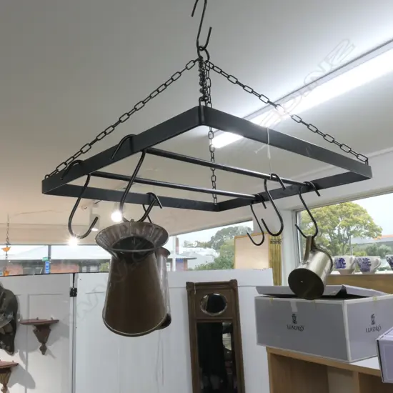 WROUGHT IRON HANGING POT RACK