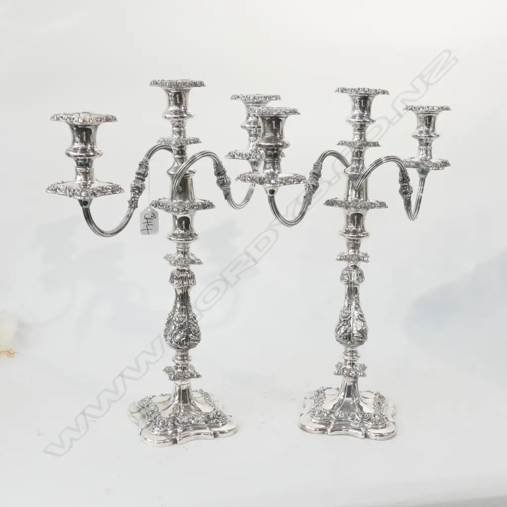 PR C1900 S/PLATE TWIN BRANCH CANDELABRA....  Image 1++