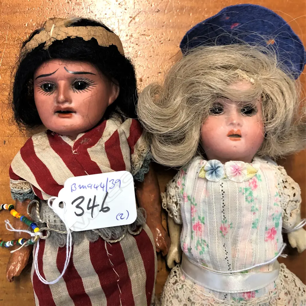 TWO ANTIQUE GERMAN 8" RECKNAGEL & NATIVE AMERICAN DOLLS Image 1++