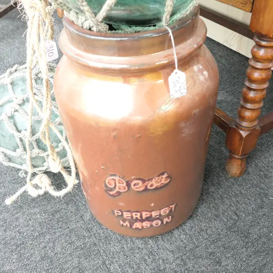 LARGE MASON'S JAR POTTERY GARDEN PLANTER...