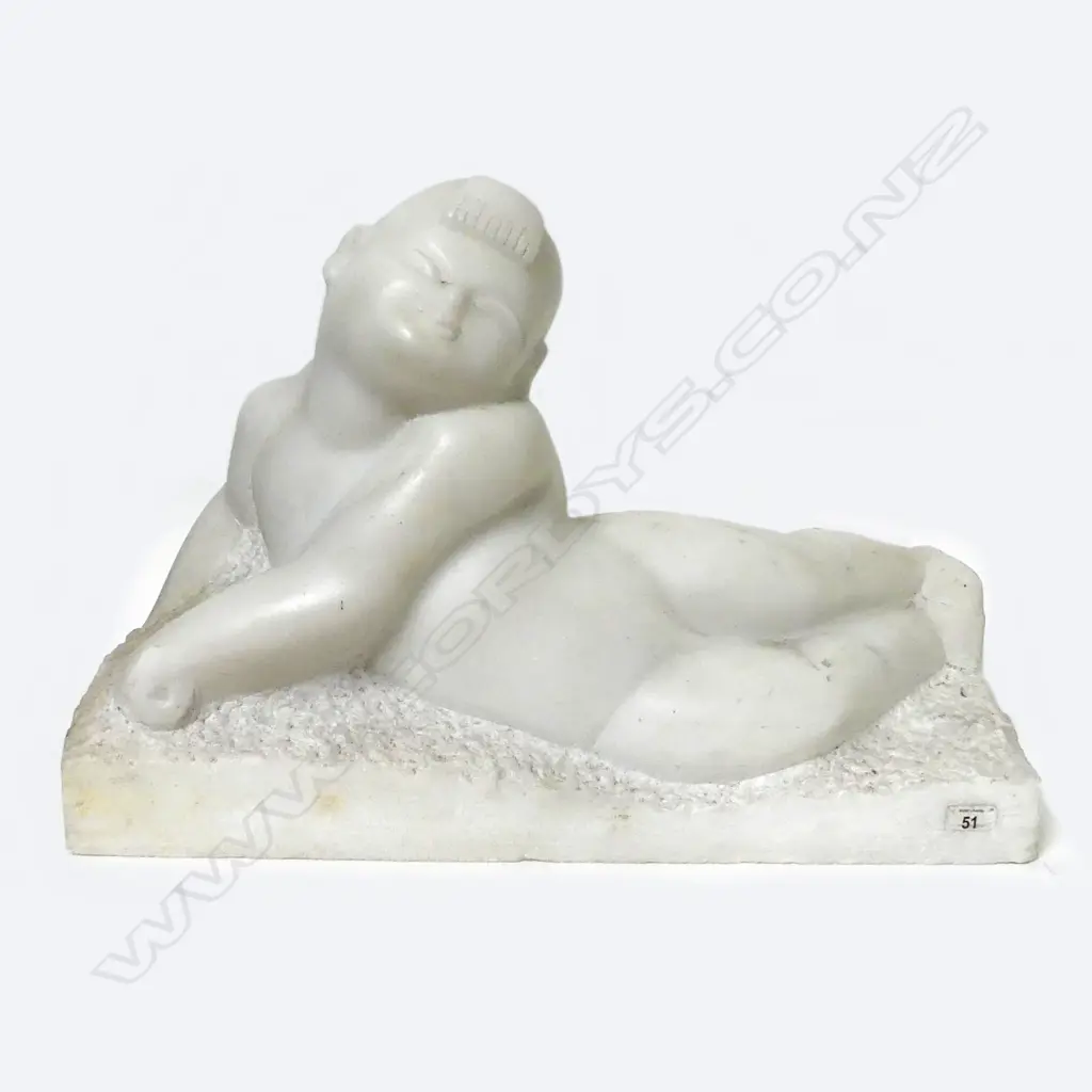 A marble figure of a reclining Chinese child Image 1++