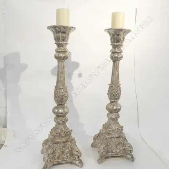 PAIR OF ANTIQUE STYLE CANDLESTICKS H.750MM SLIGHT WEAR
