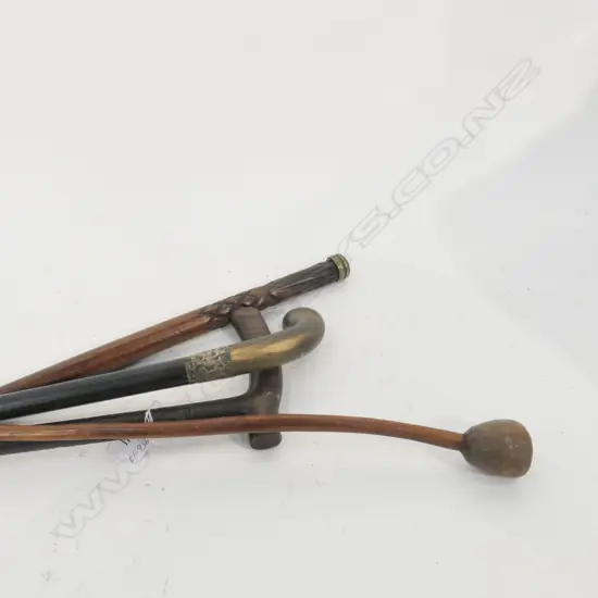 4 VINTAGE WALKING STICKS SILVER MOUNT HARDWOOD ETC