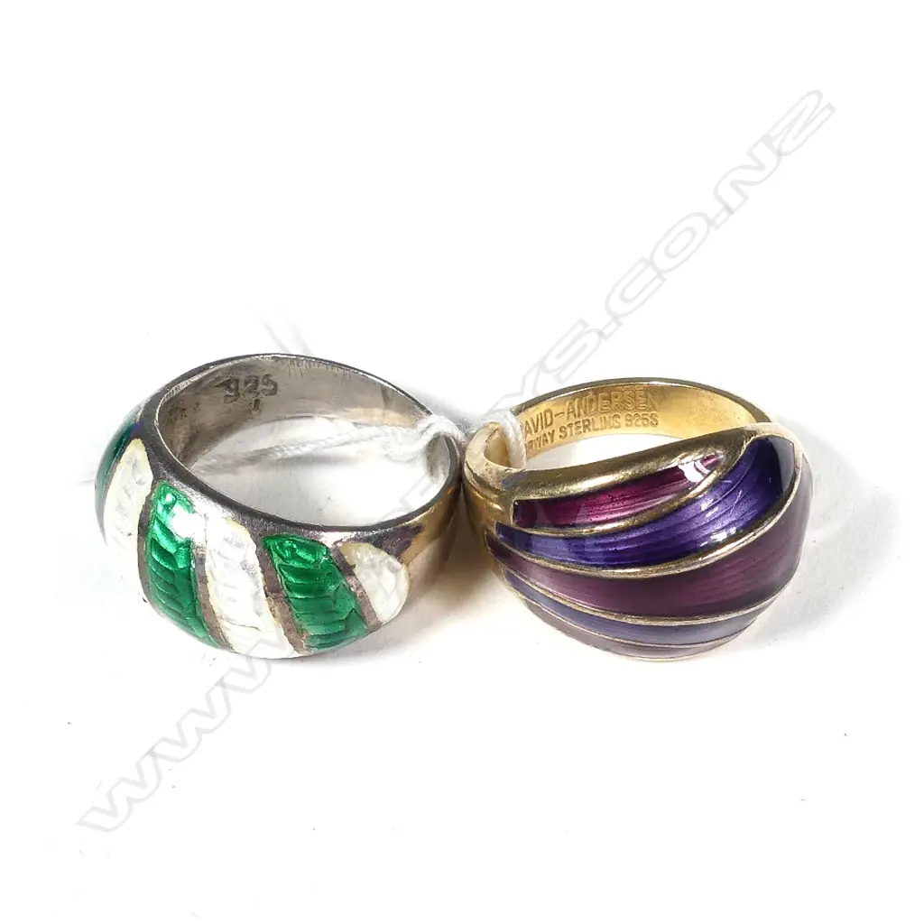 TWO 925 S/SILVER & ENAMEL RINGS Image 1++