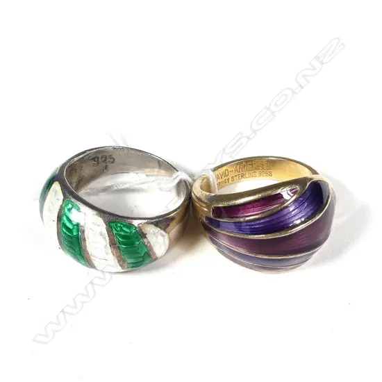 TWO 925 S/SILVER & ENAMEL RINGS