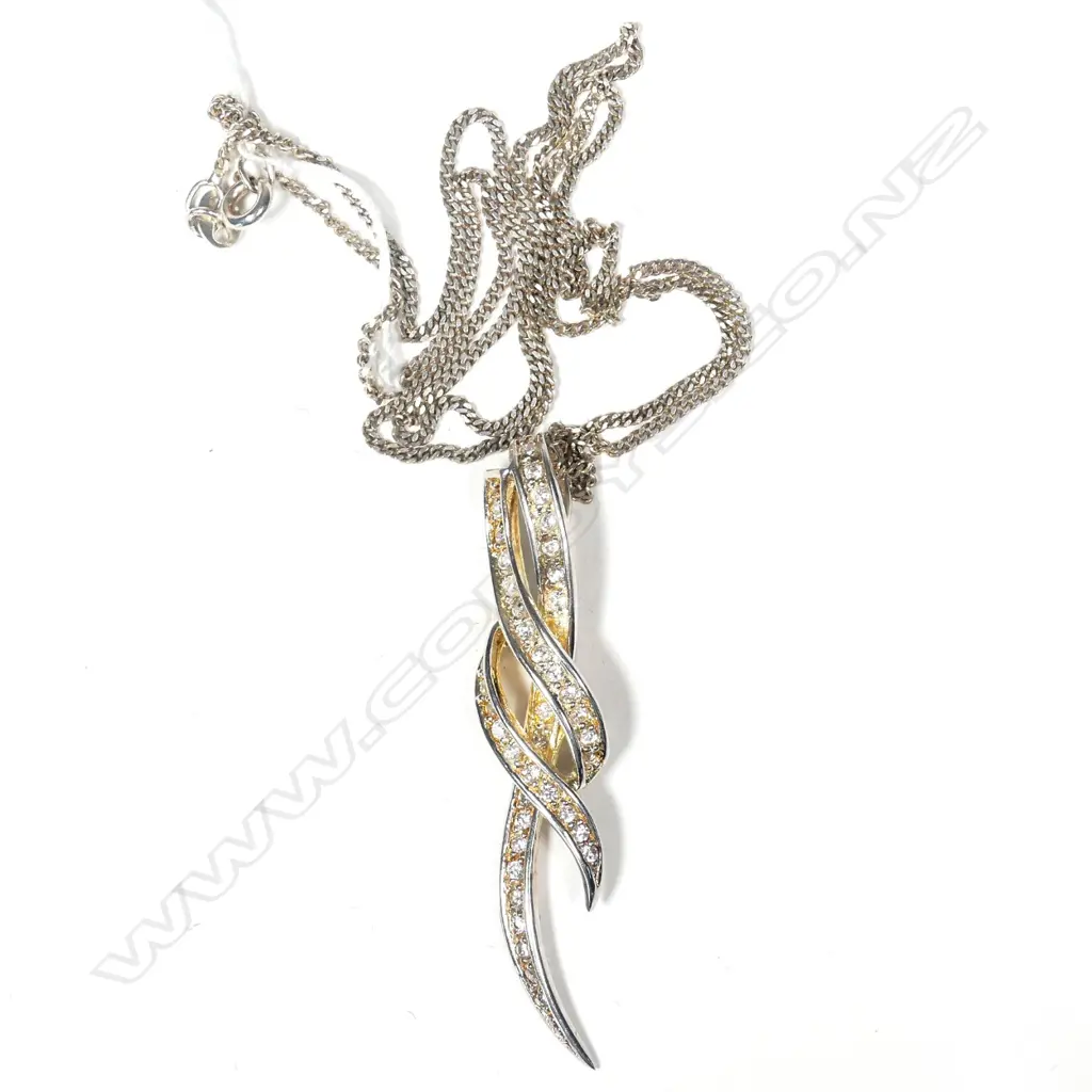 LG SILVER & DIAMOND TYPE PENDANT (5GM) ON SILVER CHAIN, BOTH STAMPED 925 (2GM) Image 1++