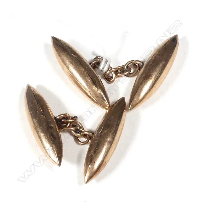 PR EDWARDIAN 9CT ROSE GOLD  TORPEDO CUFFLINKS 3.92GM Image 1++