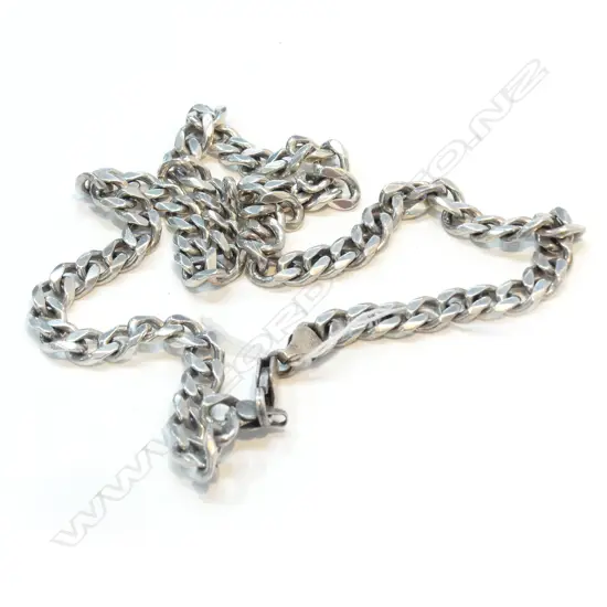 STG SILVER GENTS HEAVY CURB LINK NECK CHAIN APPROX 48.1 GMS