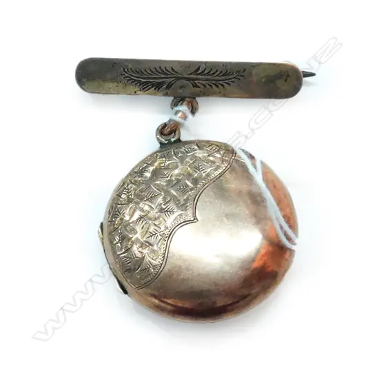 c1910 9ct GOLD LOCKET ON BROOCH FORM BAR 7GMS