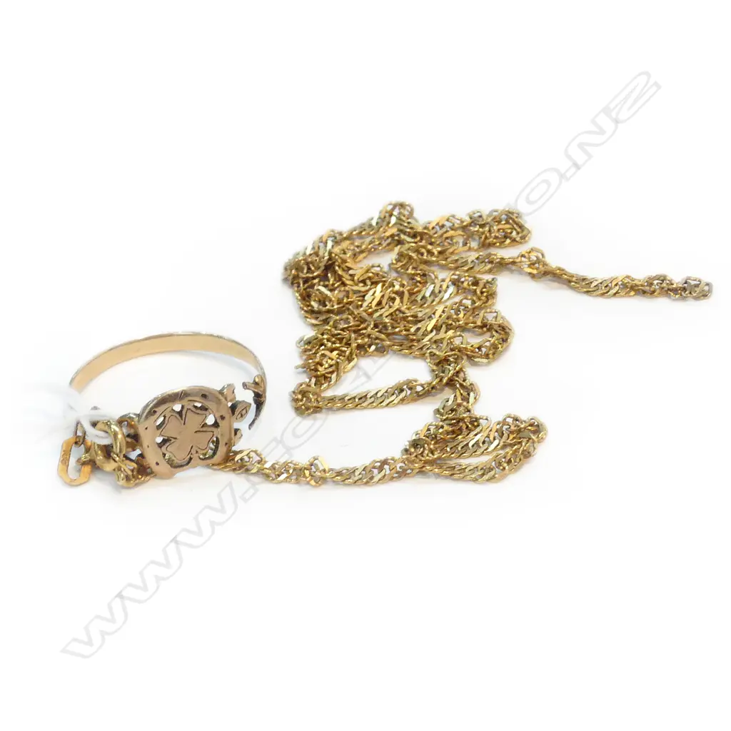 9CT GOLD CHAIN A.F & 9CT RING A.F 5.1GMS Image 1++