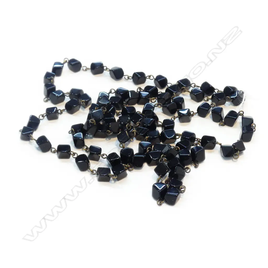 EARLY FRENCH ? JET LONG NECKLACE L.1100 Image 1++