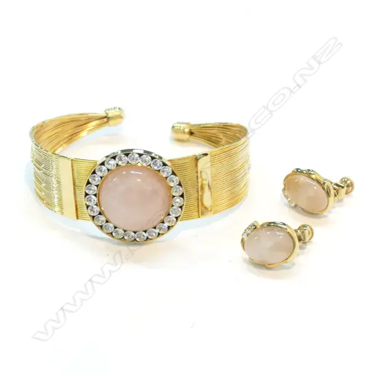 ROSE QUARTZ & PASTE BRACELET, + EARRINGS TO MATCH