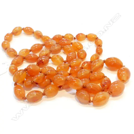 LONG VINTAGE GRADUATED CARNELIAN BEAD NECKLACE
