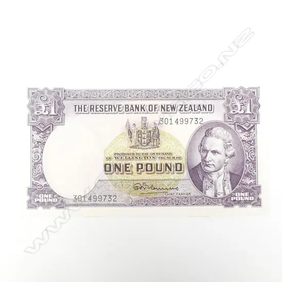 1 N.Z ONE POUND B/NOTE R.N FLEMMING SERIAL 301499732