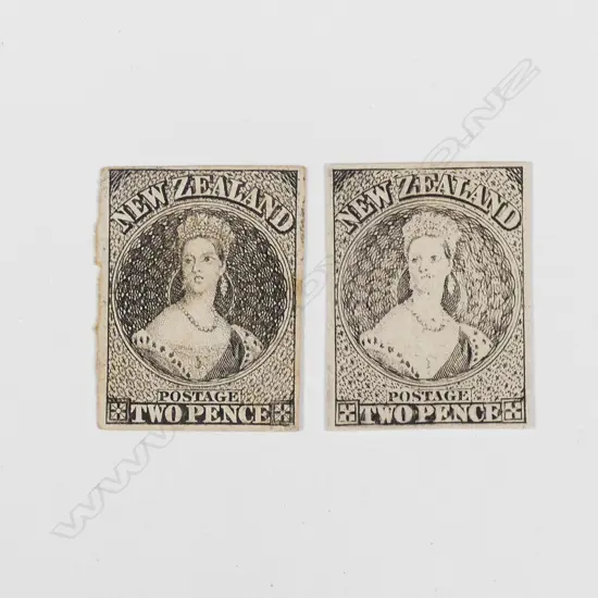 NZ 1906 2 2D BLACK FULL FACE QUEENS IMPERF
