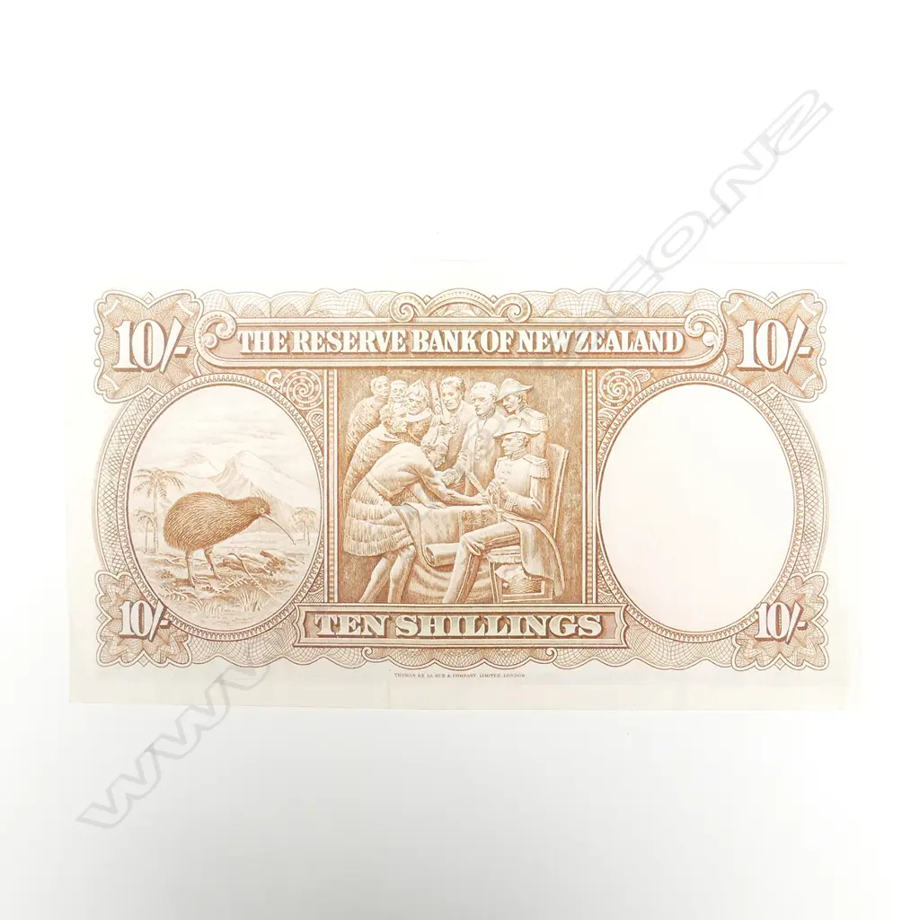 1 N.Z TEN SHILLING B/NOTE R.N. FLEMMING SERIAL NO 5C 763081 Image 1++