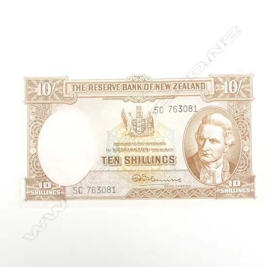 1 N.Z TEN SHILLING B/NOTE R.N. FLEMMING SERIAL NO 5C 763081