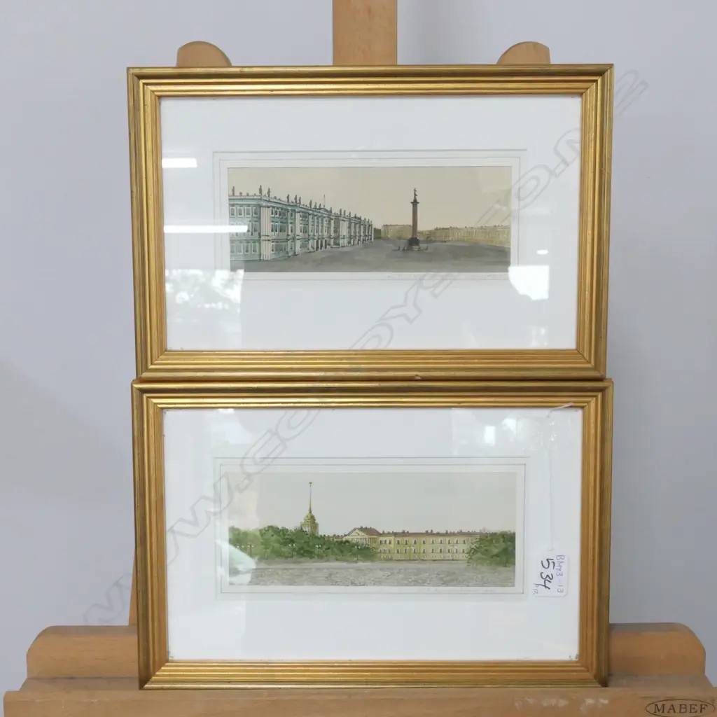 PAIR RUSSIAN WATER COLOURS Image 1++