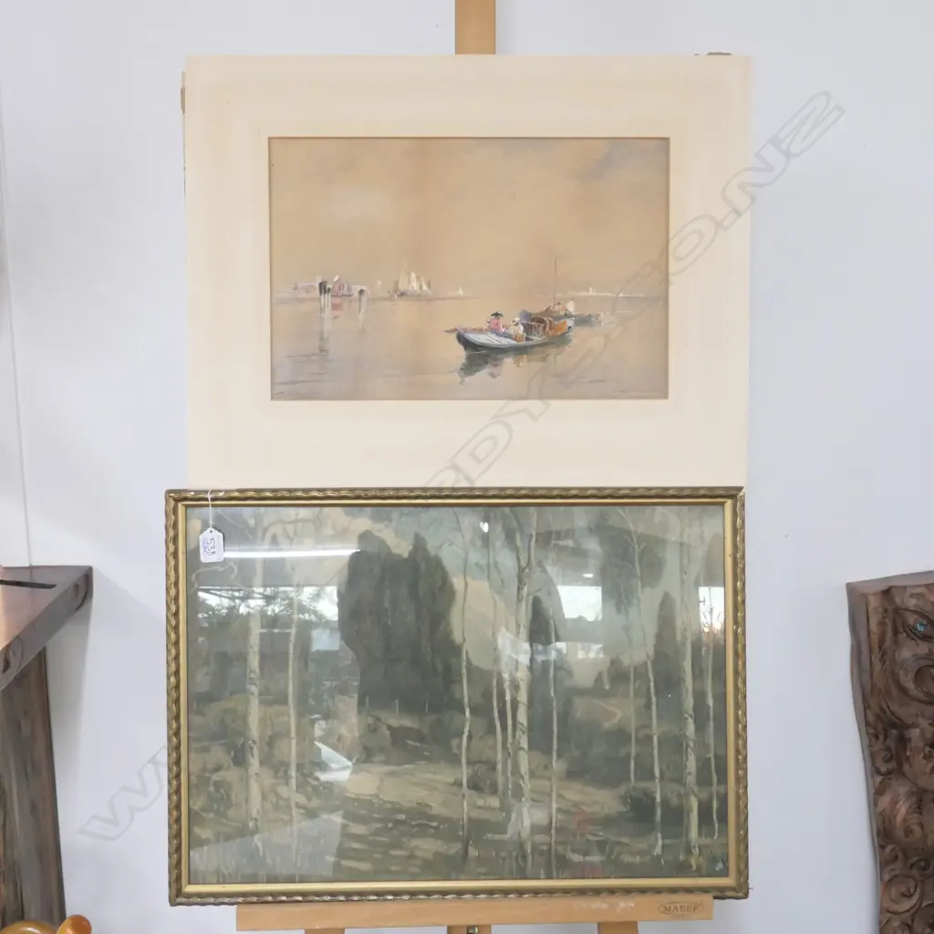 WATERCOLOUR 'VENETIAN LAGOON' BY T B HARDY UNFRAMED AND BUSH SCENE PRINT Image 1++