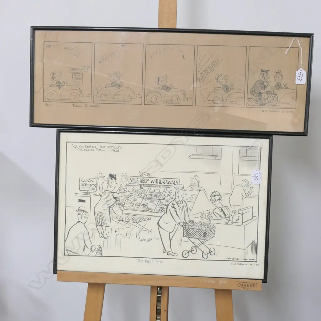 2 ORIGINAL INK MINHINNICK CARTOONS... Image 1++