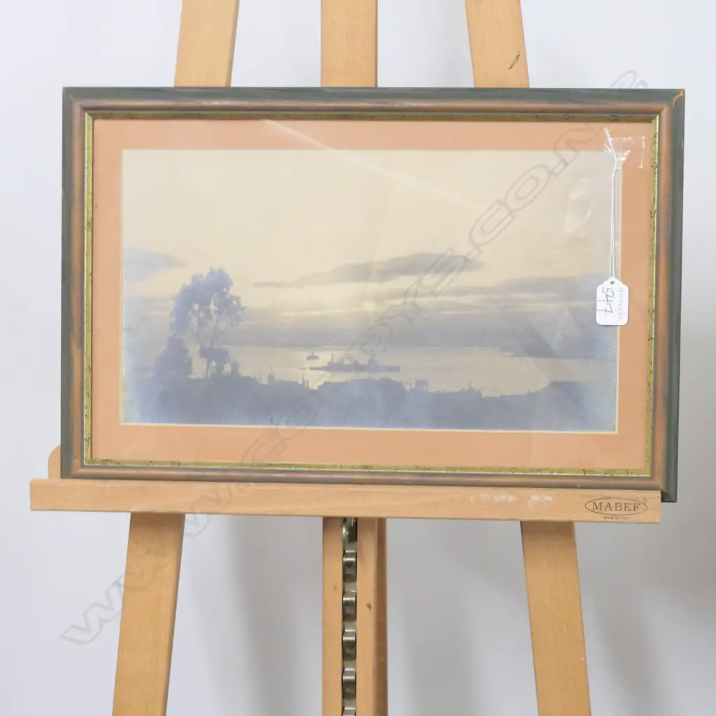 FRAMED PHOT OF H.M.S NEW ZEALAND IN WELLINGTON HARBOUR /RESTORATION 380 X 210 Image 1++